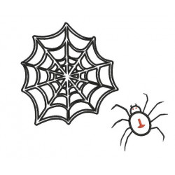 Stickdatei - ekelige Spinne mit Spinnennetz